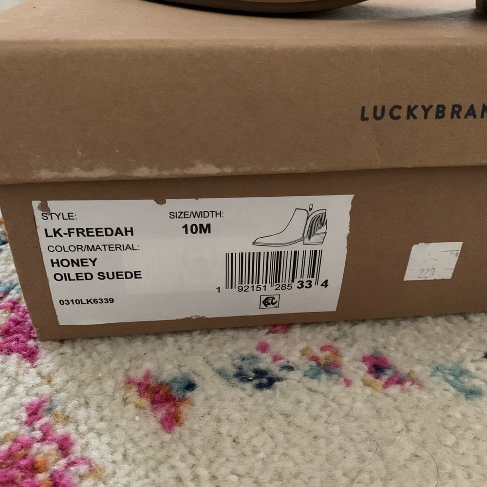 Lucky Brand Freedah Fringe Boots Honey Oiled Suede 10 - Picture 2 of 6